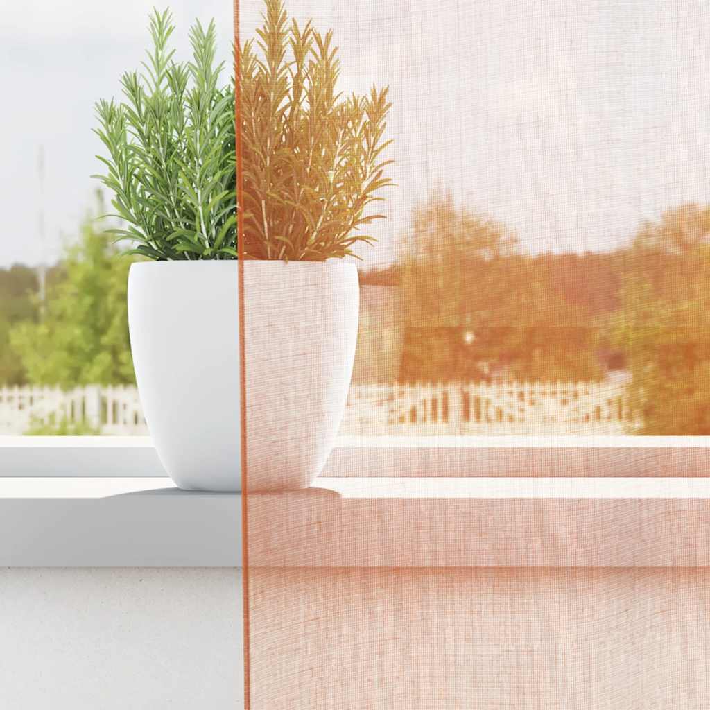 Cortinas de voile com laços 2 pcs terracota 140x225 cm