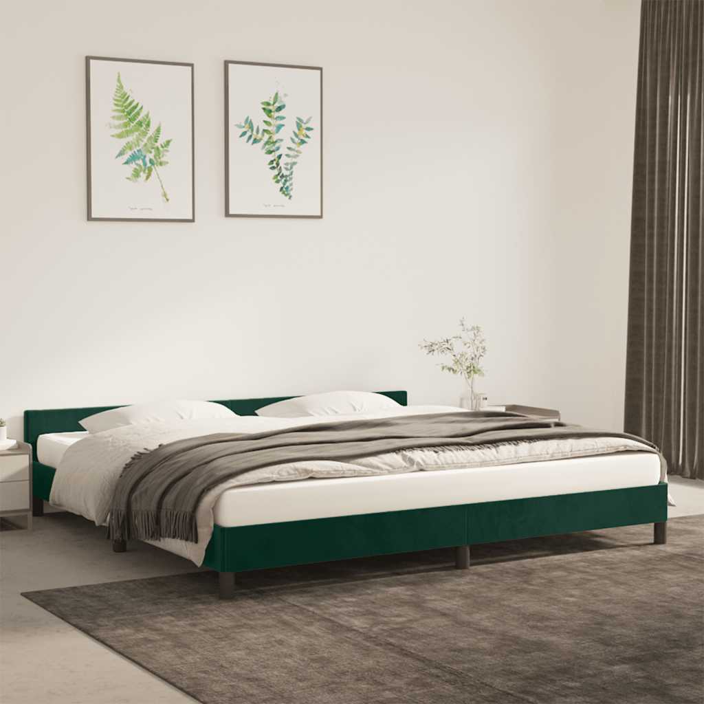 Estrutura de cama sem colchão 200x200 cm veludo verde-escuro