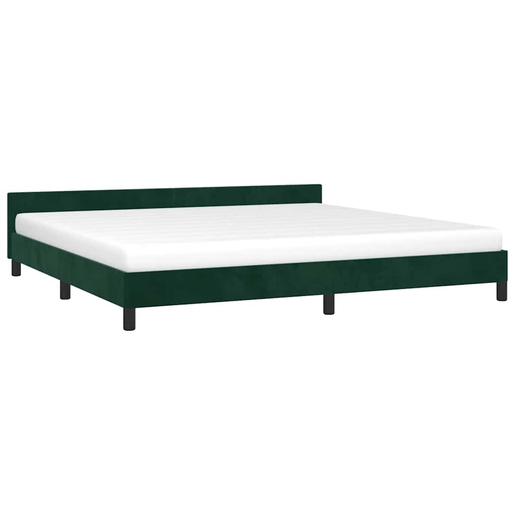 Estrutura de cama sem colchão 200x200 cm veludo verde-escuro