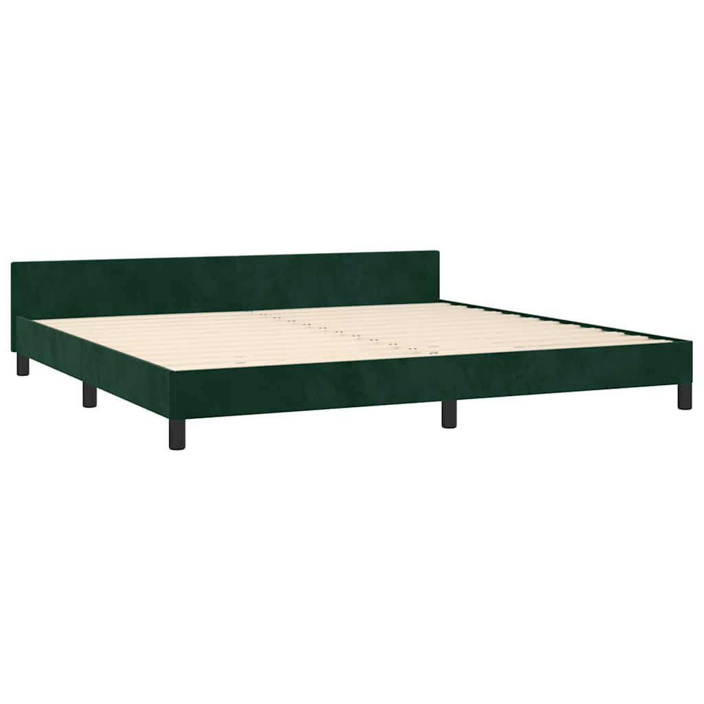 Estrutura de cama sem colchão 200x200 cm veludo verde-escuro