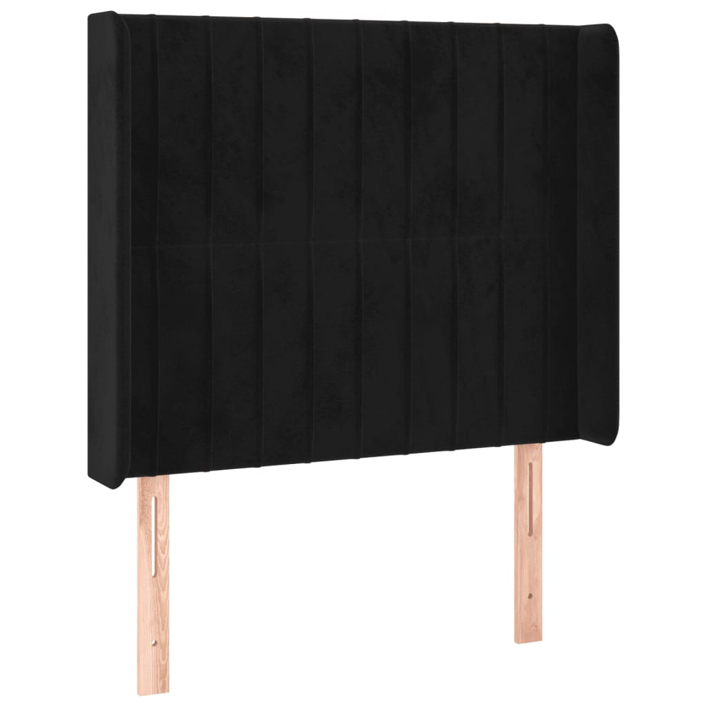 Cabeceira de cama c/ luzes LED veludo 103x16x118/128 cm preto