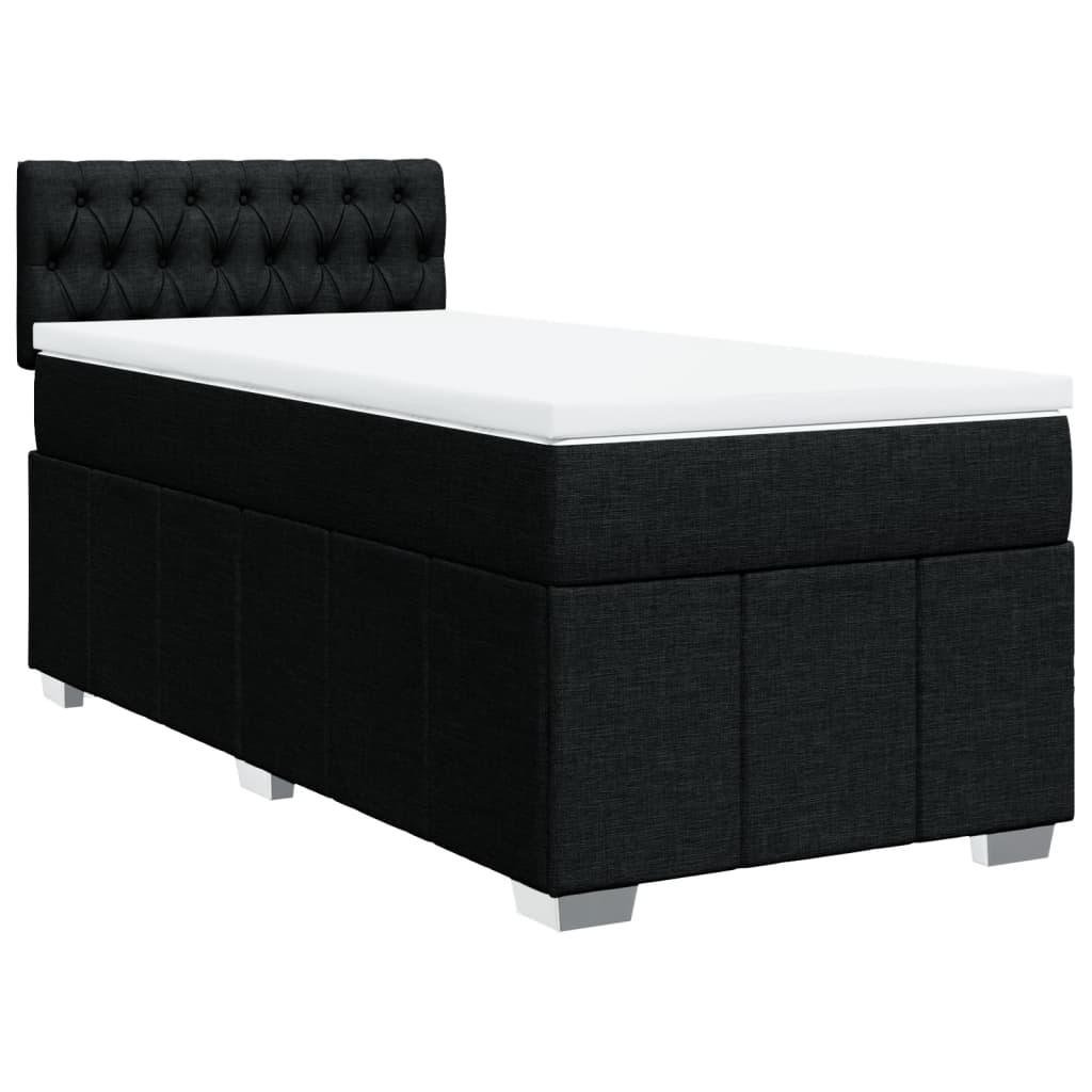 Cama com molas/colchão 100x200 cm tecido preto