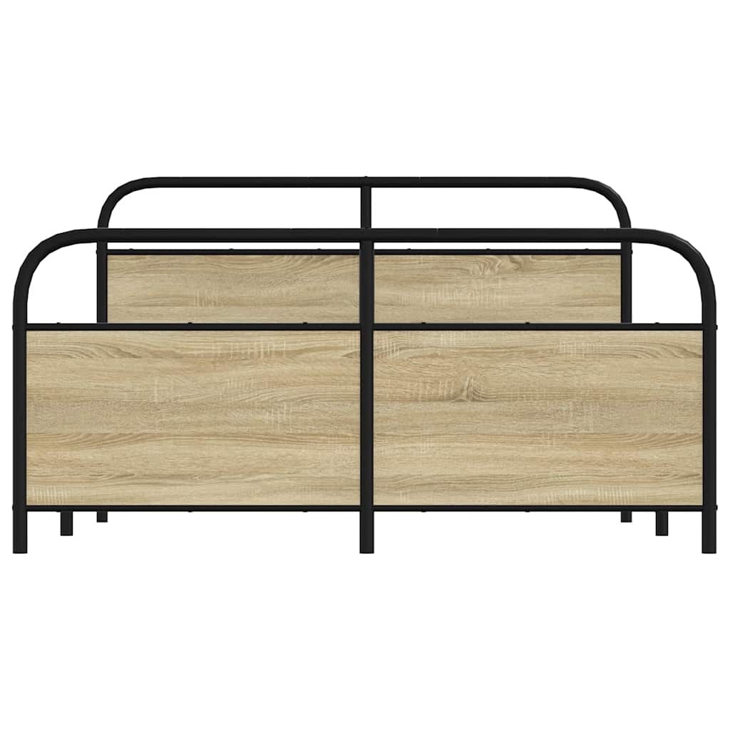 Estrutura de cama sem colchão 160x200cm metal carvalho sonoma