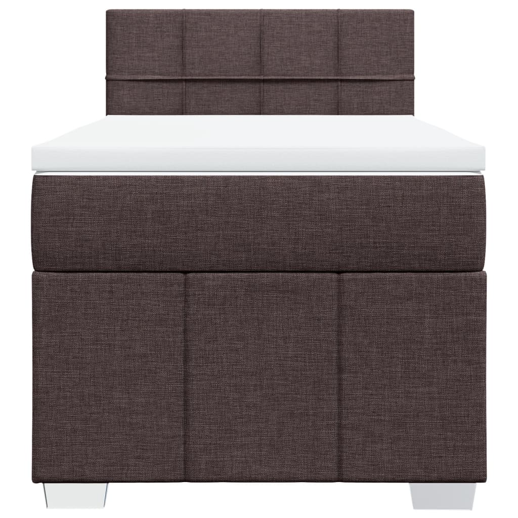 Cama com molas/colchão 100x200 cm tecido castanho-escuro