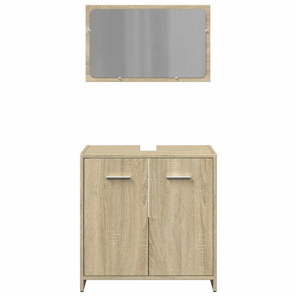 2 Pcs conj. móveis casa banho derivados madeira carvalho sonoma