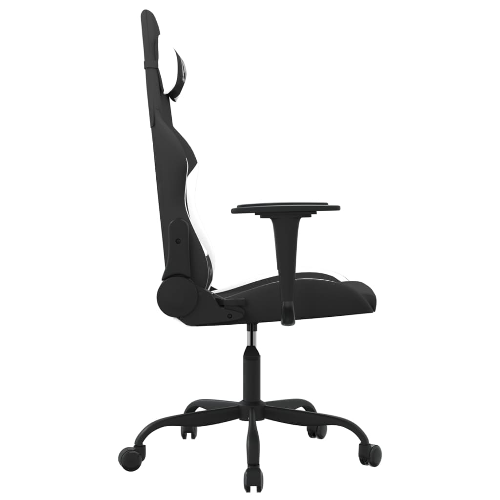 Cadeira gaming de massagens tecido preto e branco