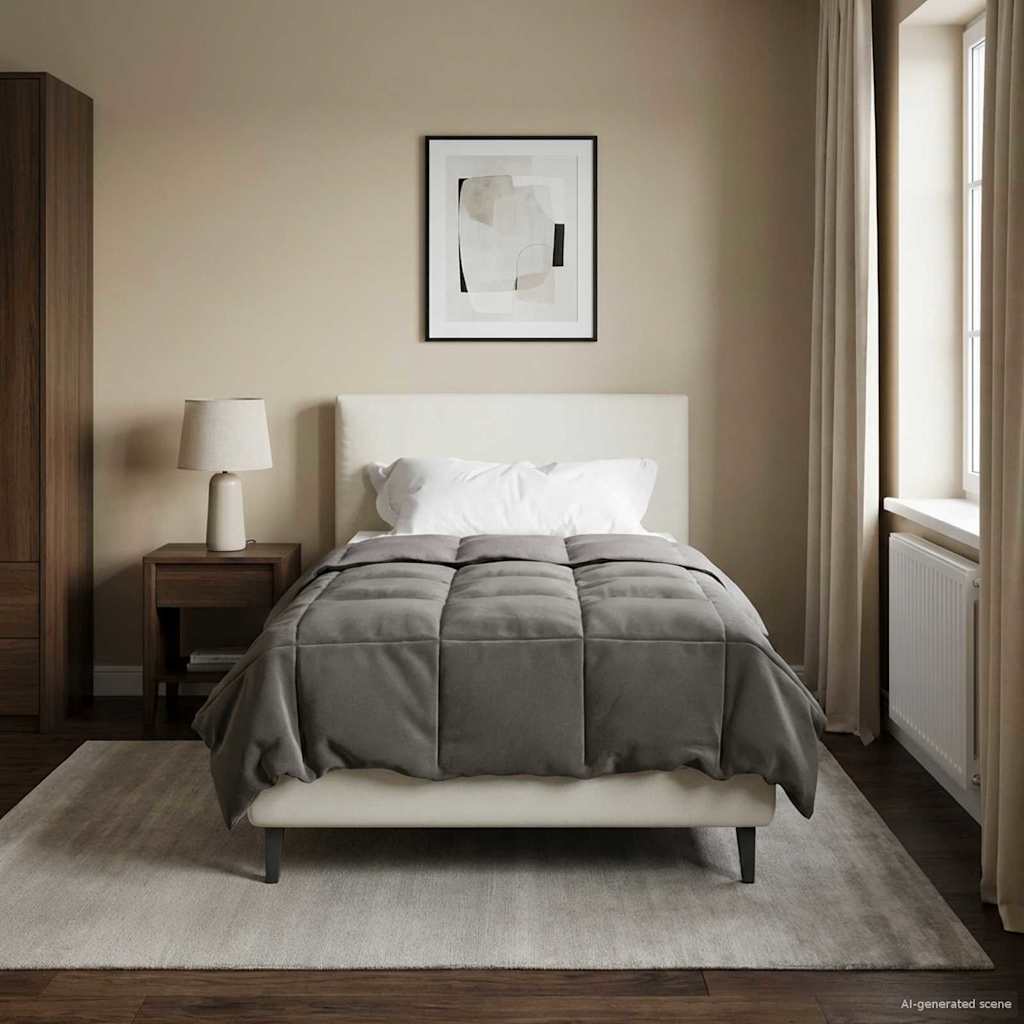 Edredom de verão simples cinzento-claro 135 x 200 cm microfibra