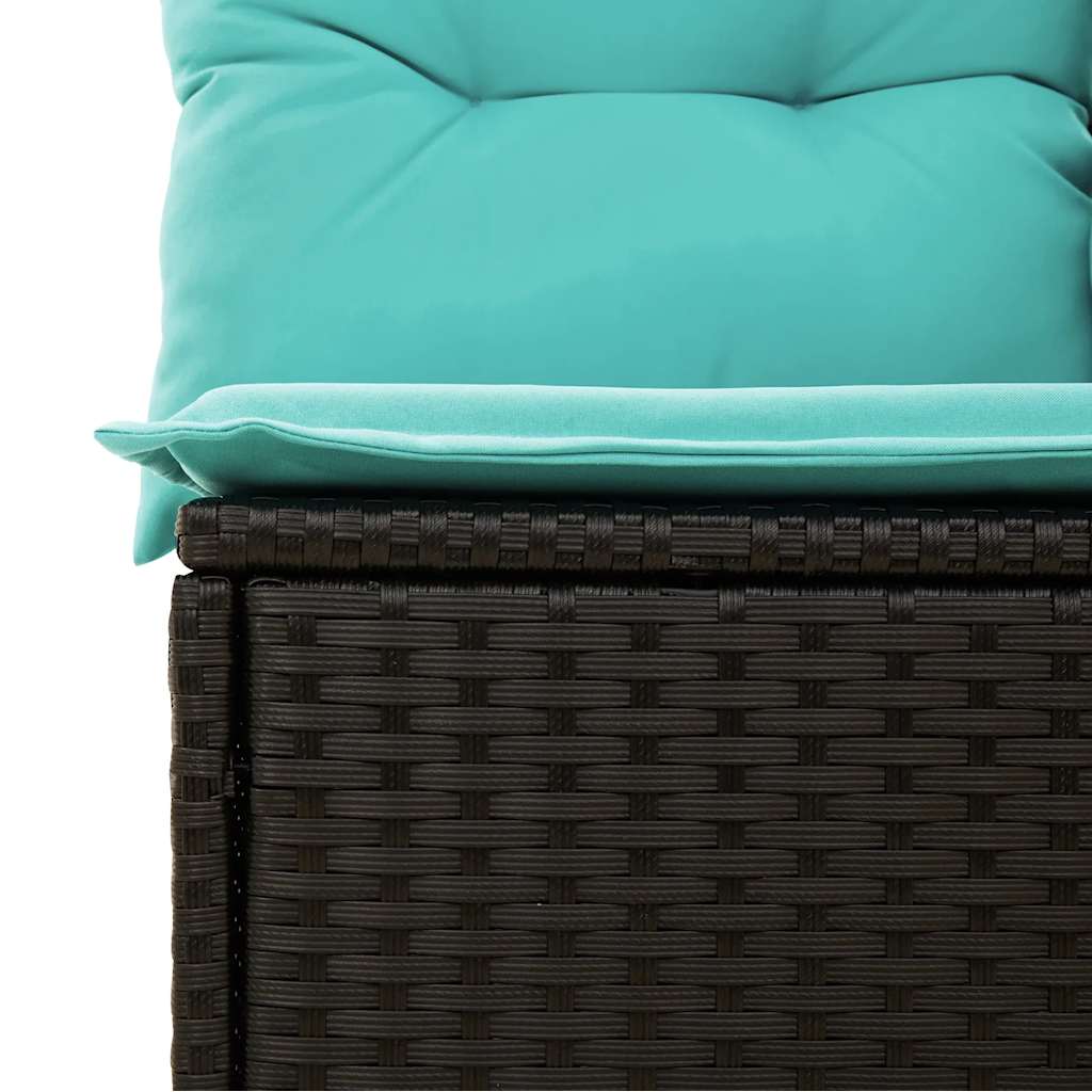 Conjunto de sofá de jardim com 7 peças e almofadas em rattan sintético preto