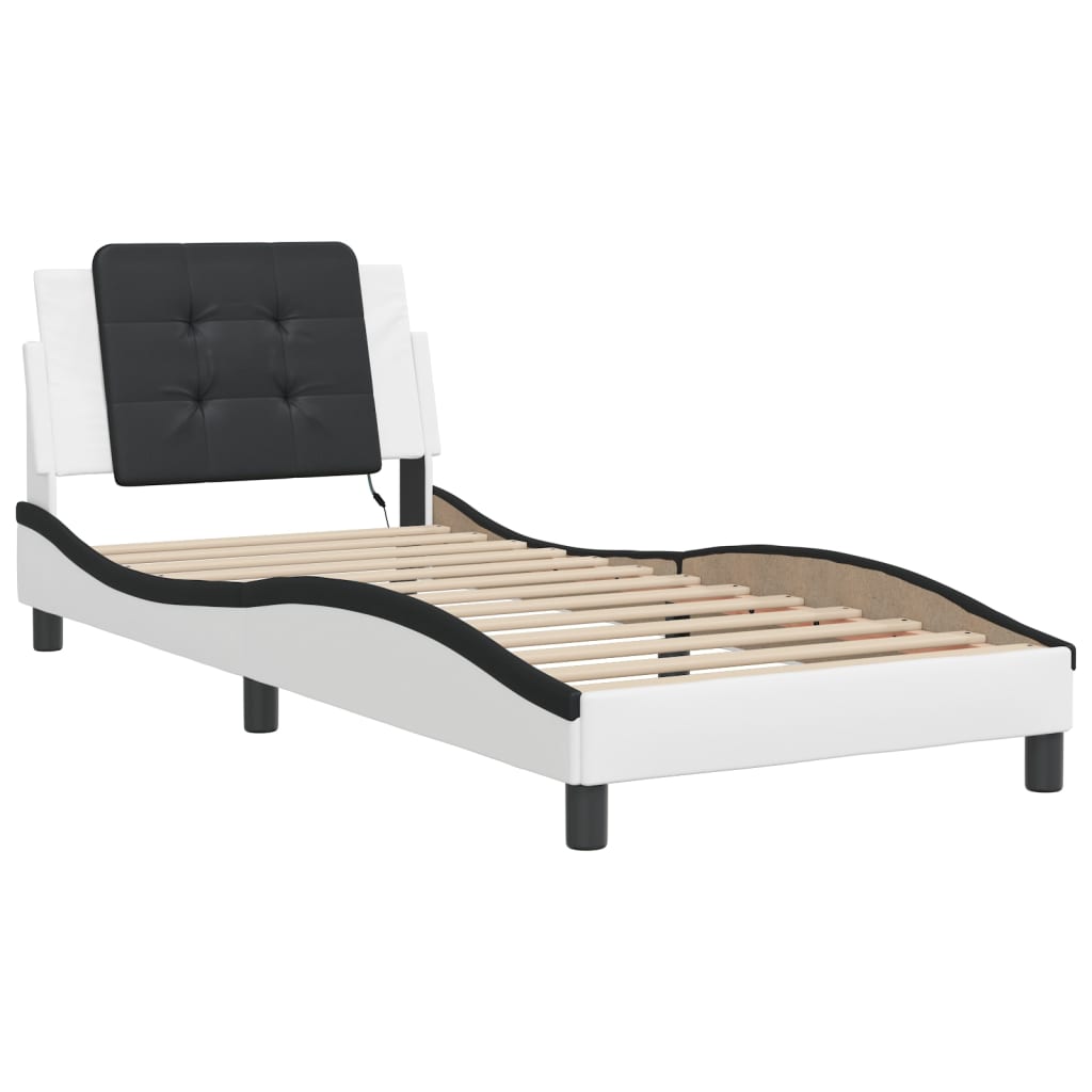 Estrutura de cama com LED sem colchão zadar 80x200 cm branco/preto