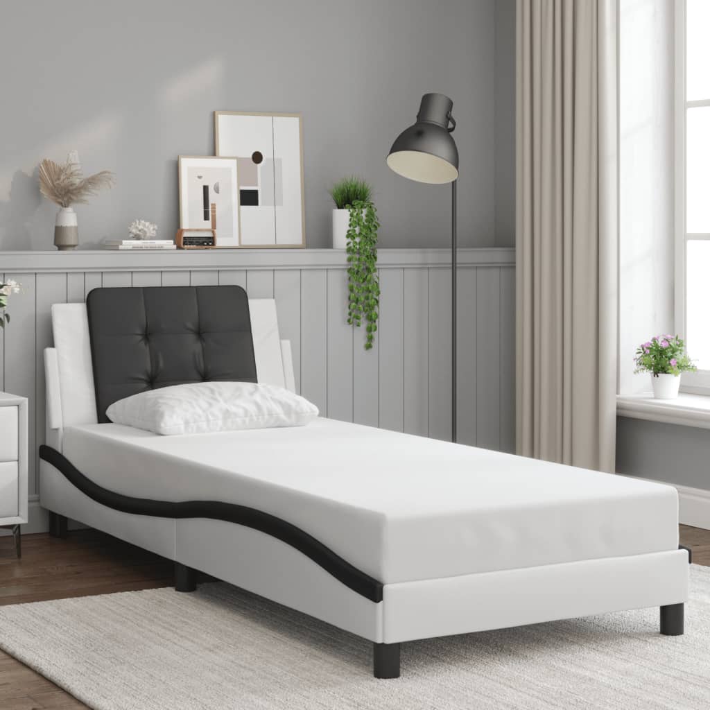 Estrutura de cama com LED sem colchão zadar 80x200 cm branco/preto