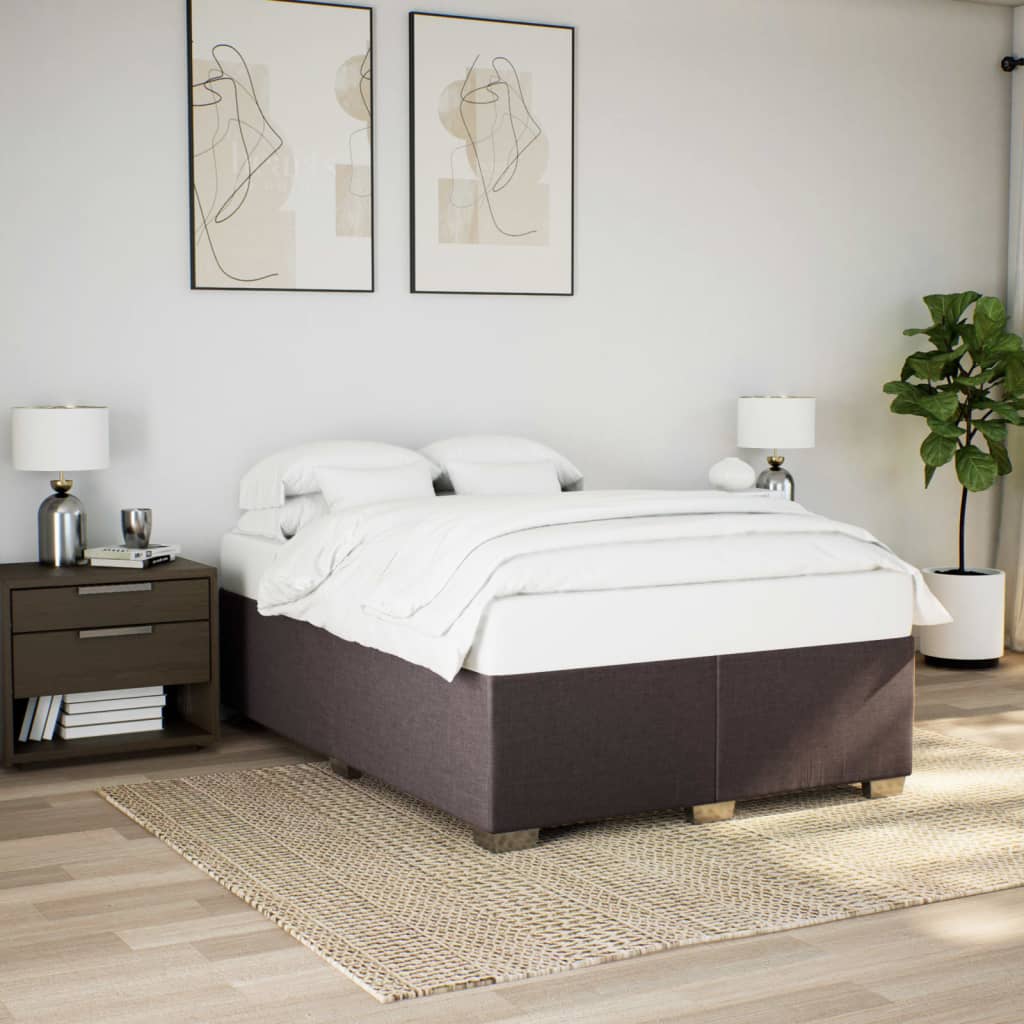 Cama com molas/colchão 160x200 cm tecido castanho-escuro