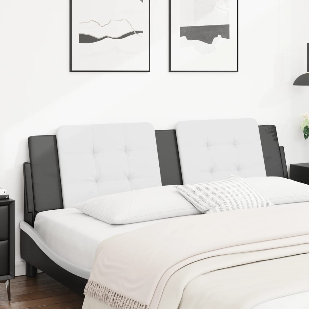 Almofadão de cabeceira zadar 183 cm couro artificial branco e preto