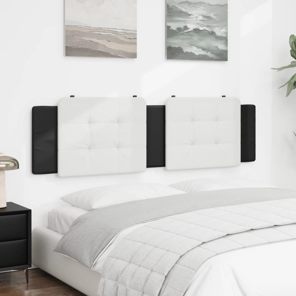 Almofadão de cabeceira zadar 183 cm couro artificial branco e preto