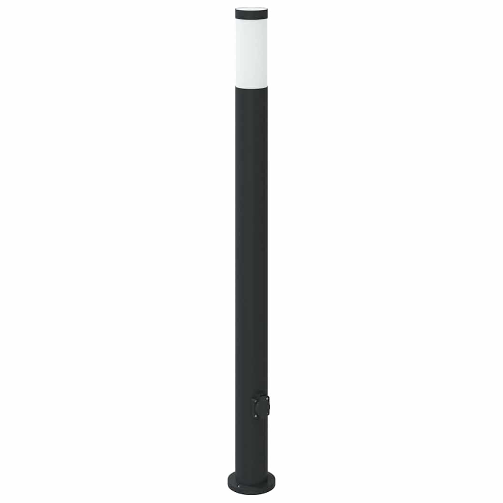 Luminárias de balizador com tomada, 3 peças, 110 cm, aço inoxidável, IP44