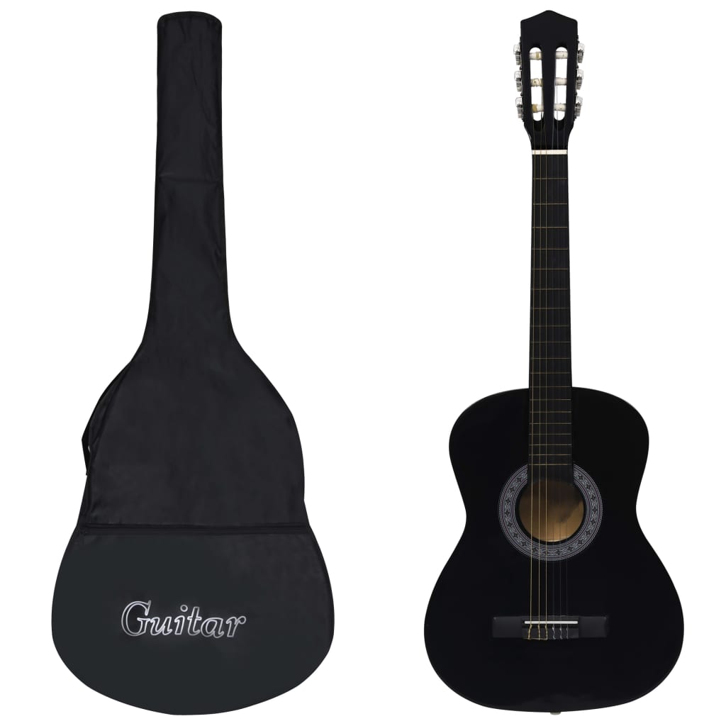 Guitarra clássica para iniciantes com saco 3/4 36" preto