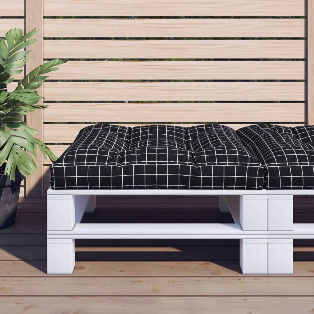 Almofadão para sofá de paletes 70x70x12 cm tecido xadrez preto