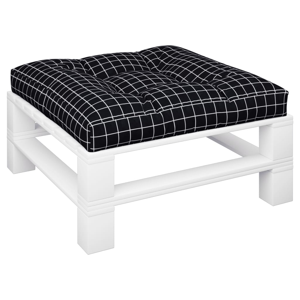 Almofadão para sofá de paletes 70x70x12 cm tecido xadrez preto