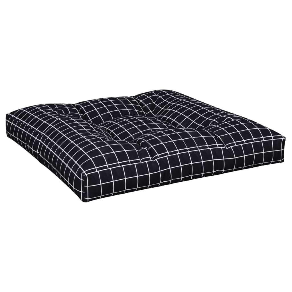 Almofadão para sofá de paletes 70x70x12 cm tecido xadrez preto