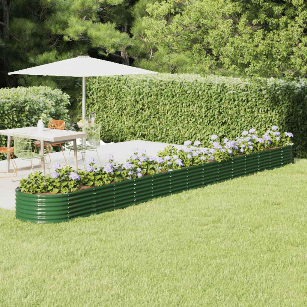 Canteiro elevado jardim 620x80x36 cm aço galvanizado verde