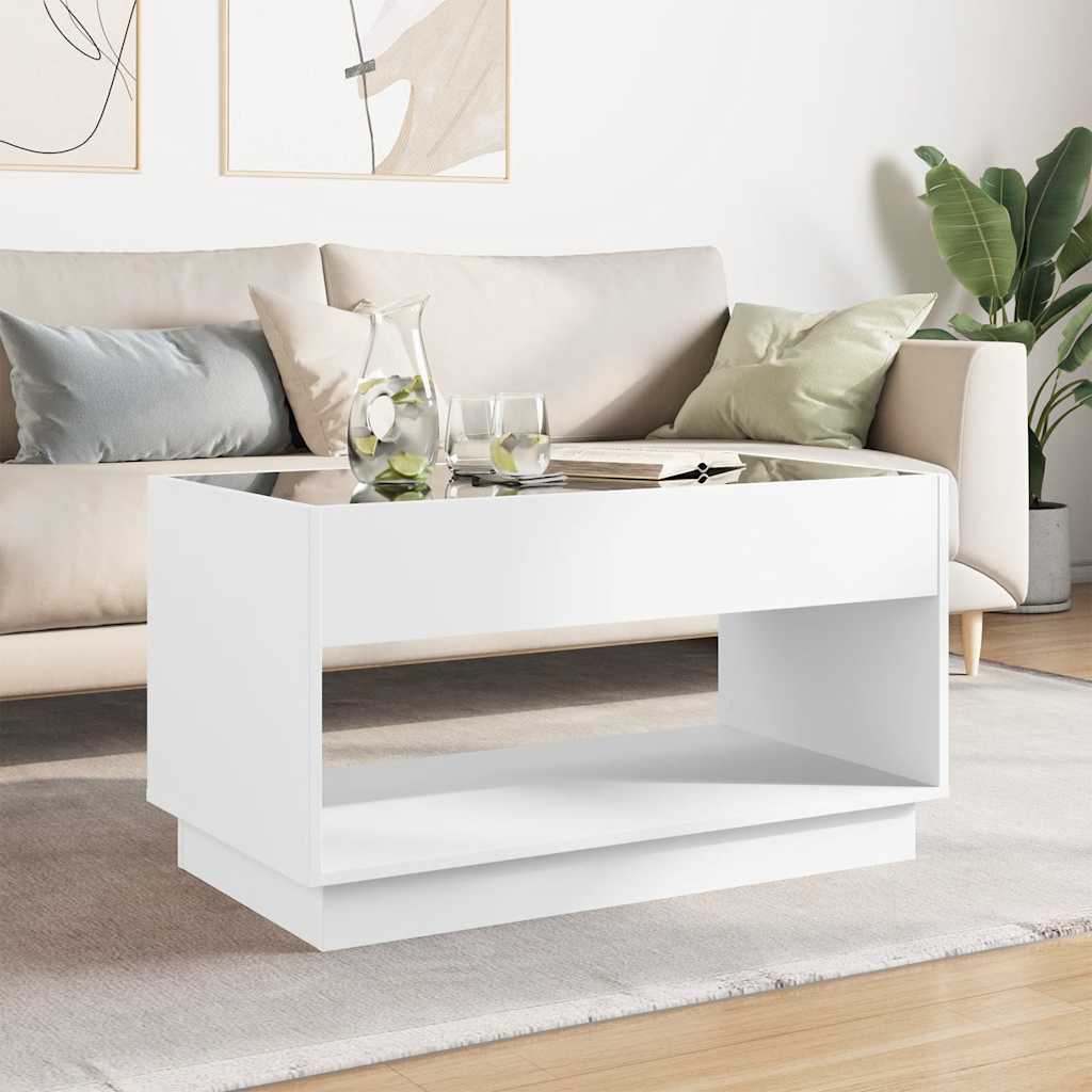 Mesa de centro luzes LED infinity 90x50x50 cm branco