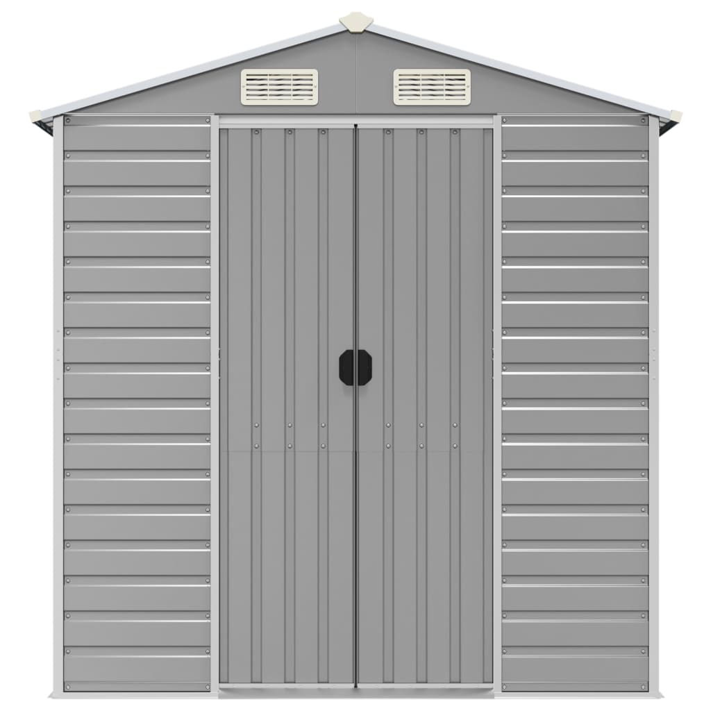 Abrigo de jardim cinza claro 191x385x198 cm aço galvanizado