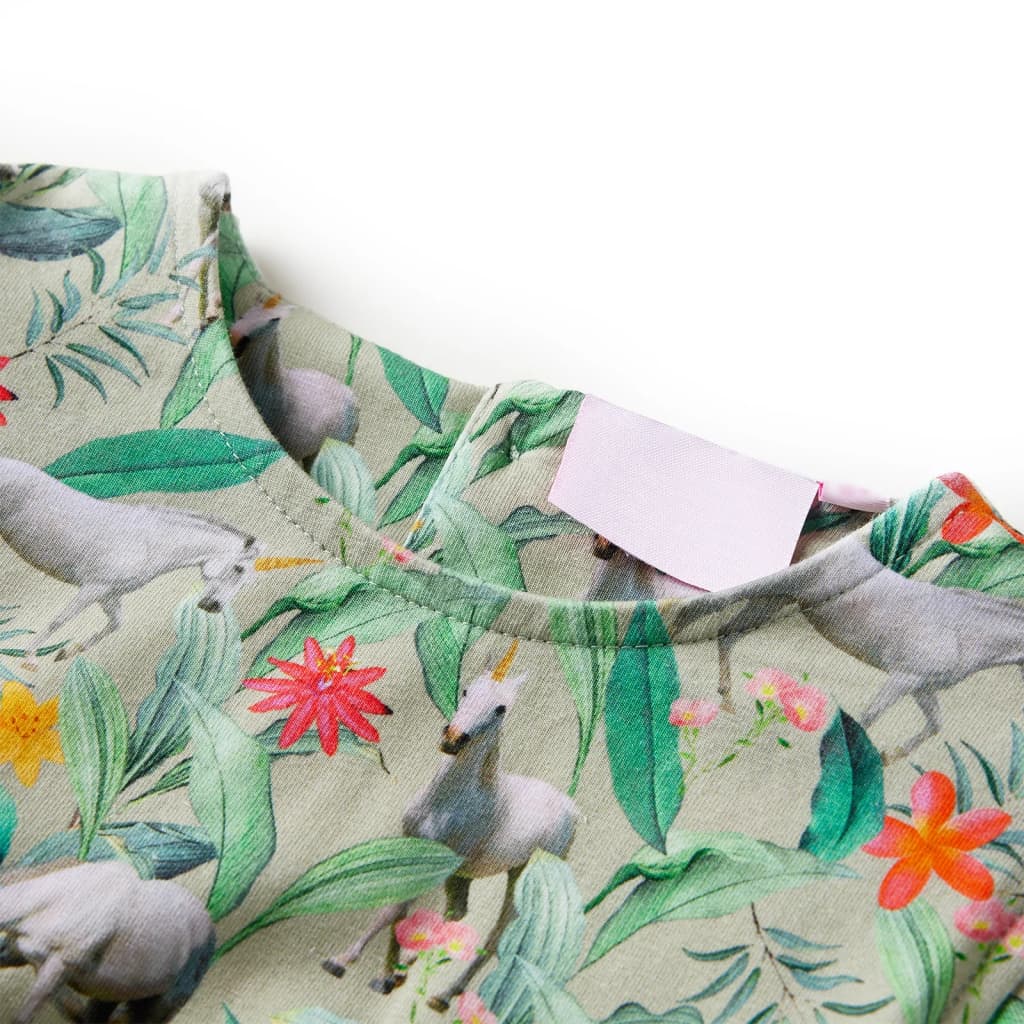 Vestido de criança com manga sino caqui-claro 116