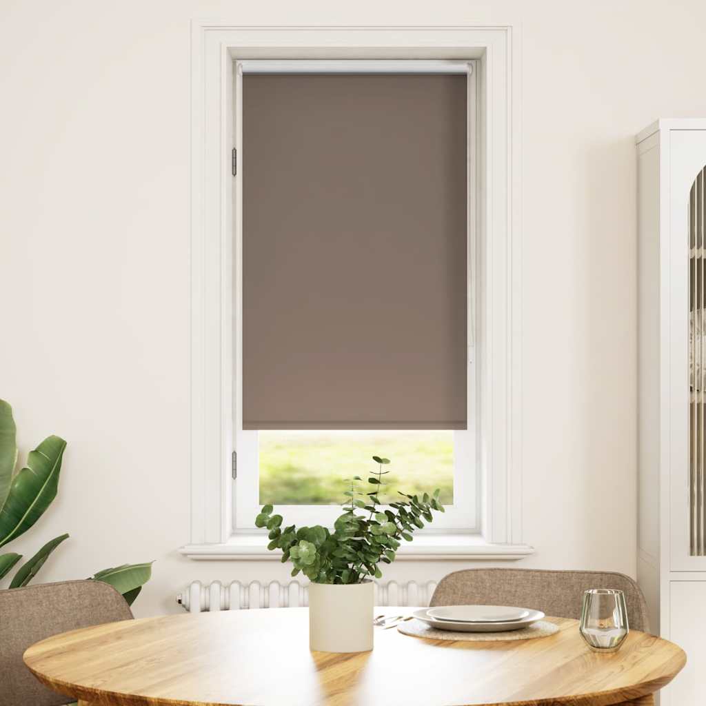 Cortina de rolo blackout, 44,4 x 100 cm, largura do tecido 40 cm, cor café.