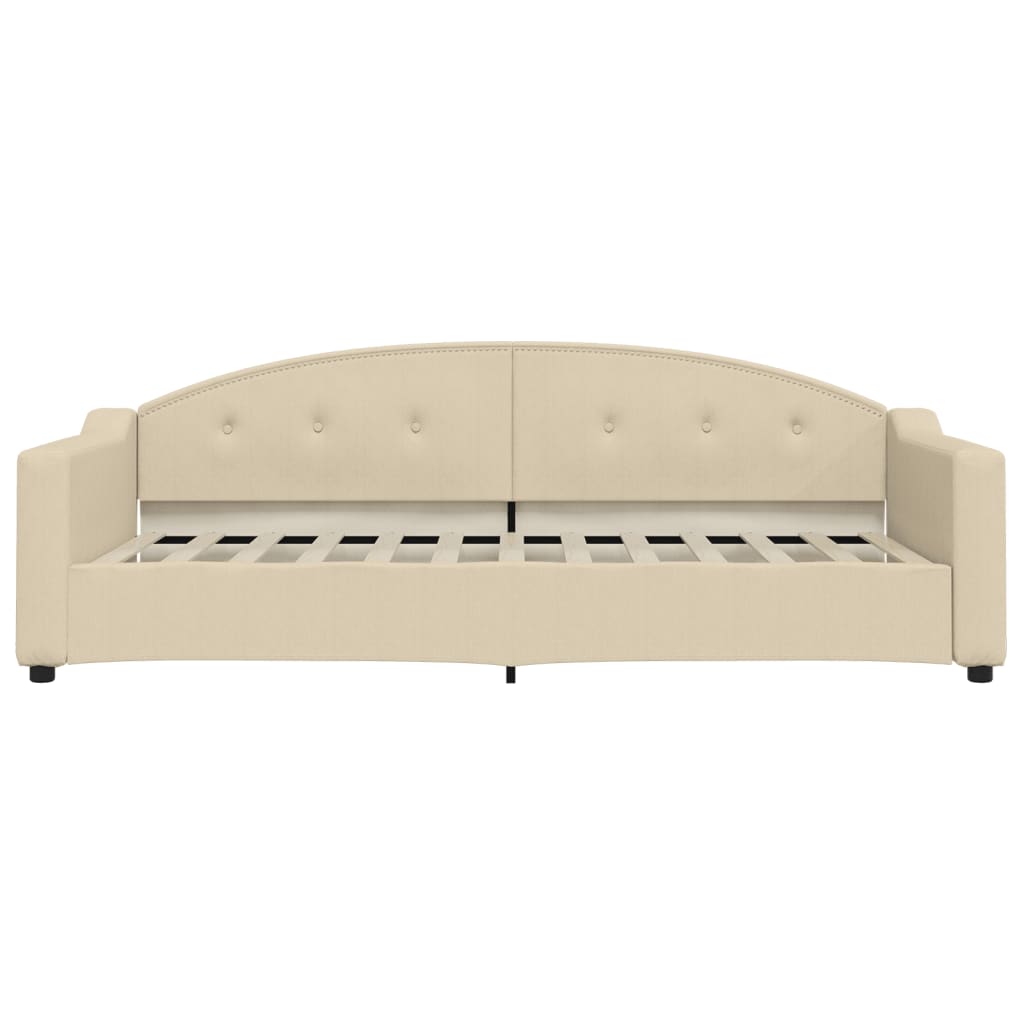 Sofá-cama com colchão 90x200 cm tecido cor creme