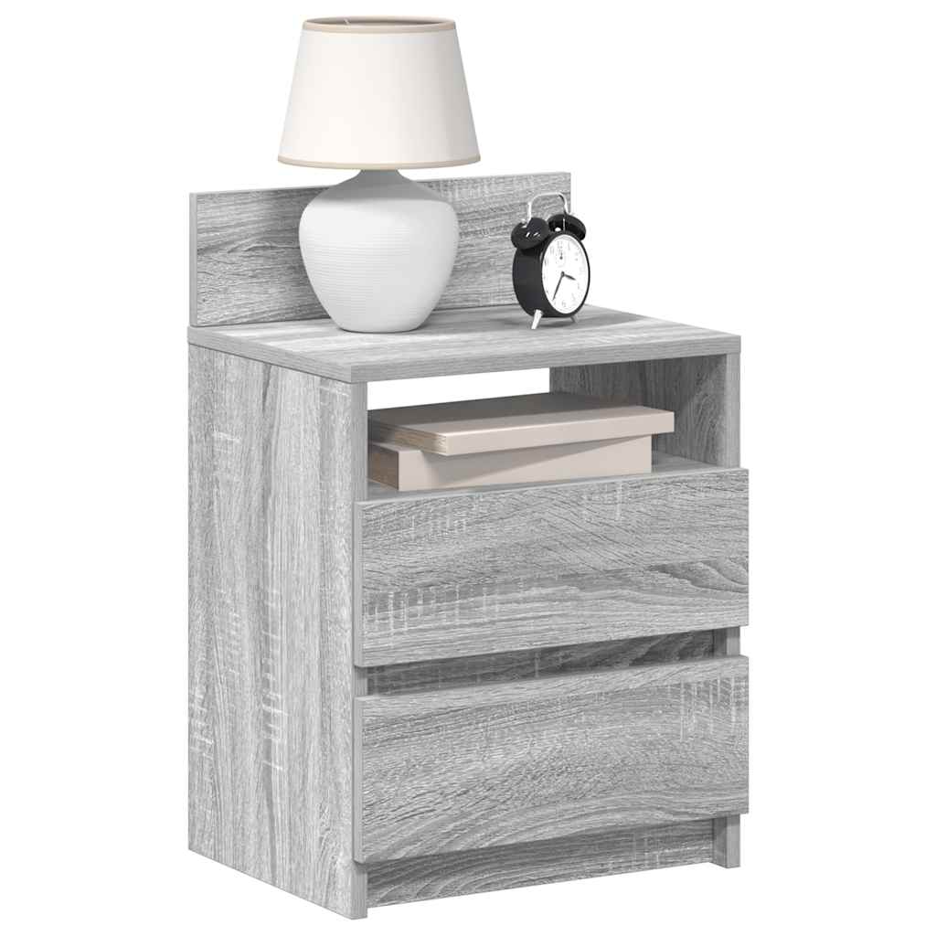Mesas de cabeceira 2pcs com 2gavetas 40x33x60cm cinzento sonoma