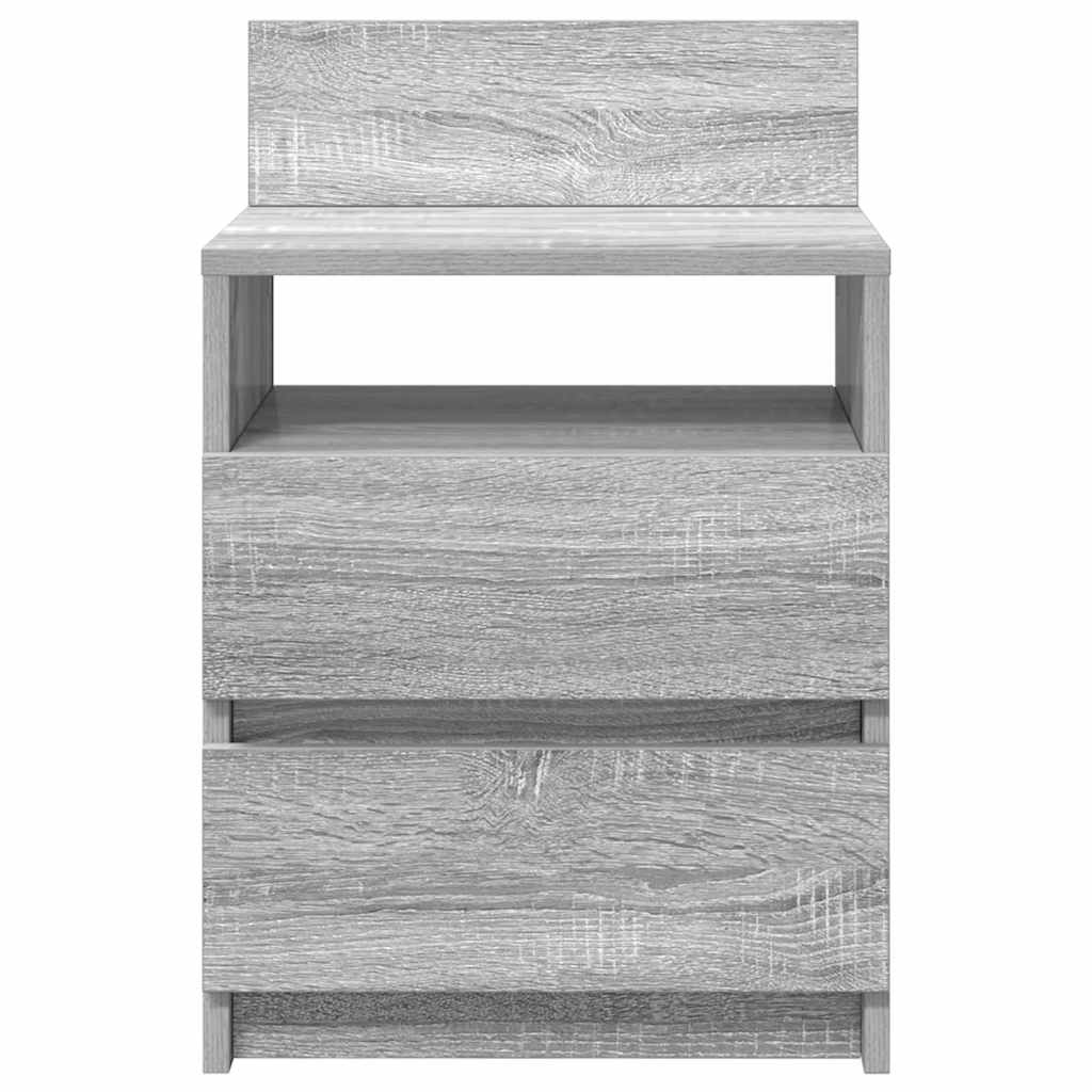 Mesas de cabeceira 2pcs com 2gavetas 40x33x60cm cinzento sonoma