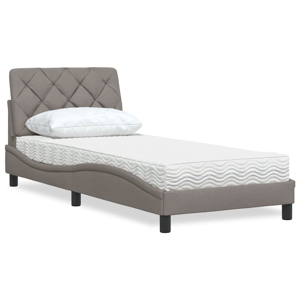 Cama com colchão 80x200 cm tecido castanho-acinzentado