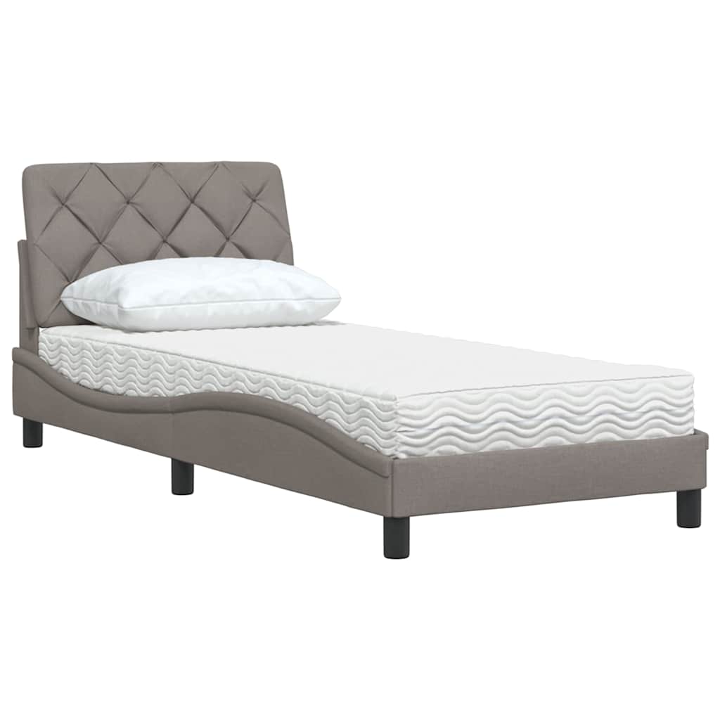 Cama com colchão 80x200 cm tecido castanho-acinzentado