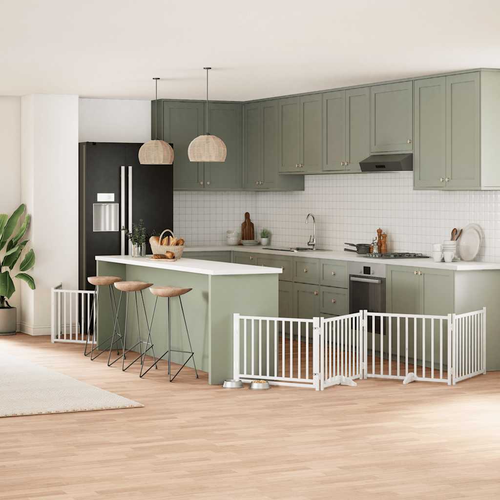 Portão p/ cães com porta dobrável 12 painéis 960cm álamo branco