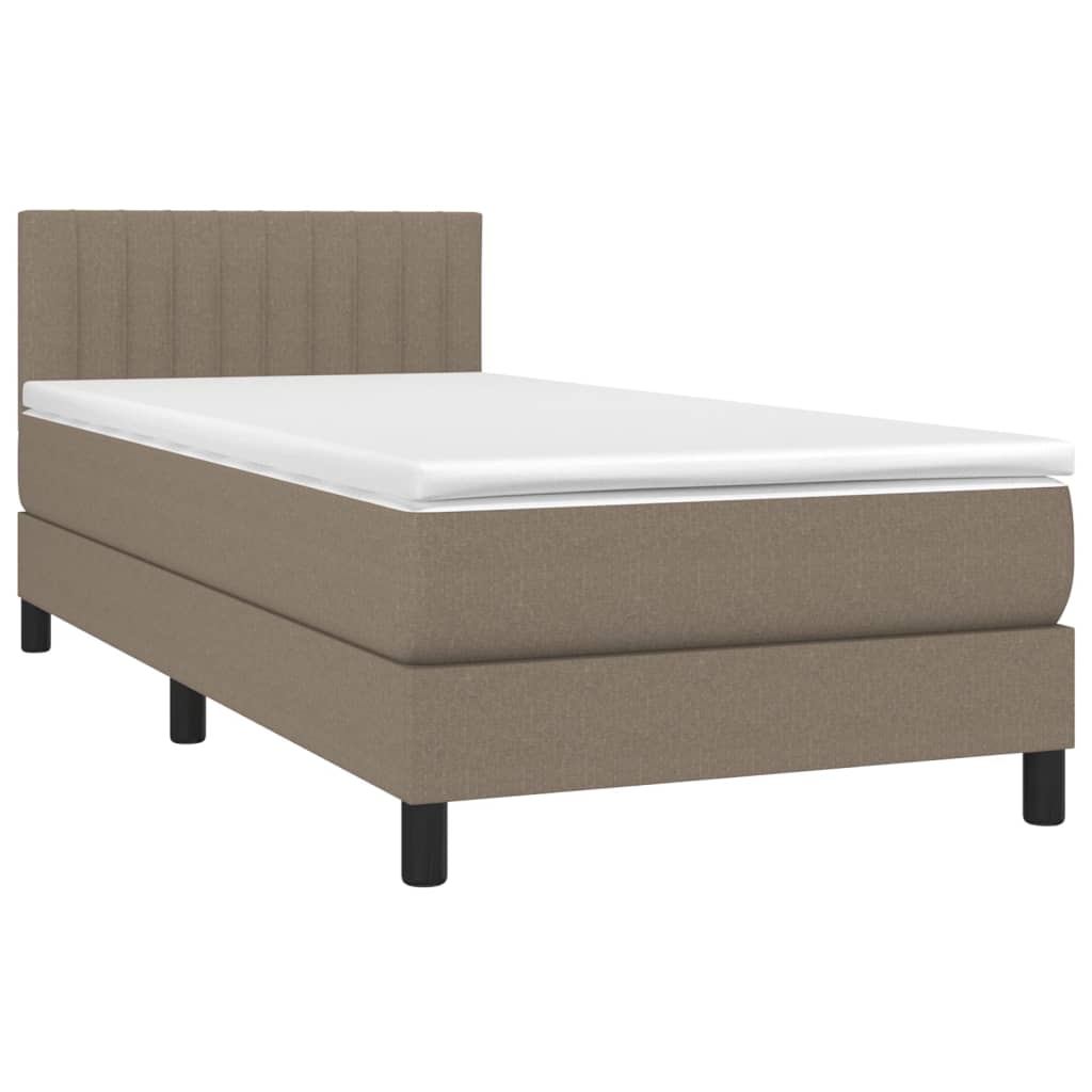 Cama box spring + colchão/LED 80x200cm tecido cinza-acastanhado