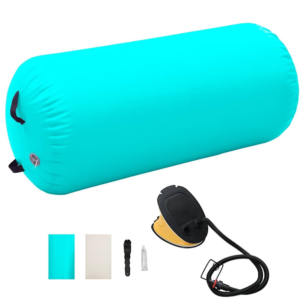 Rolo de ginástica/yoga insuflável com bomba 120x75 cm PVC verde