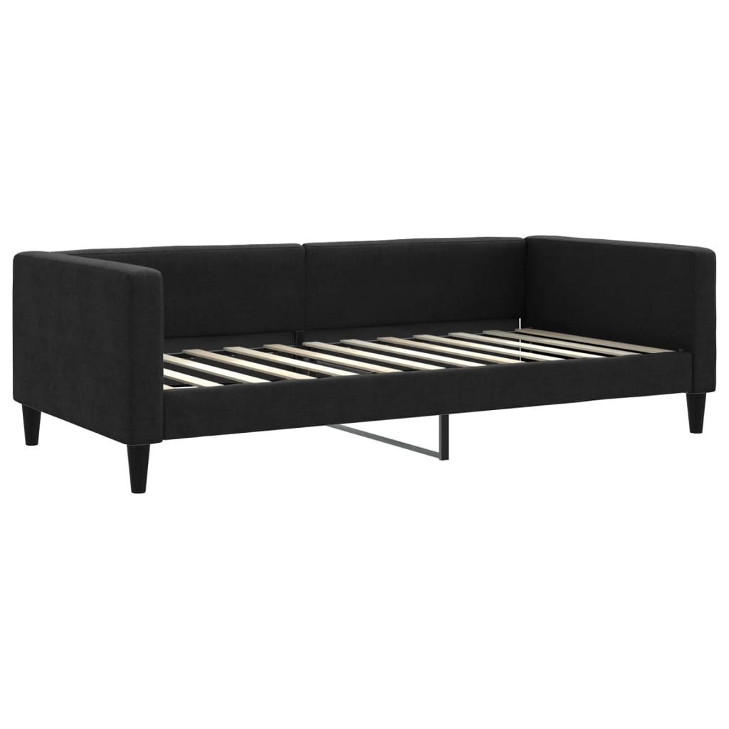 Sofá-cama com gavetão e colchões 100x200 cm tecido preto