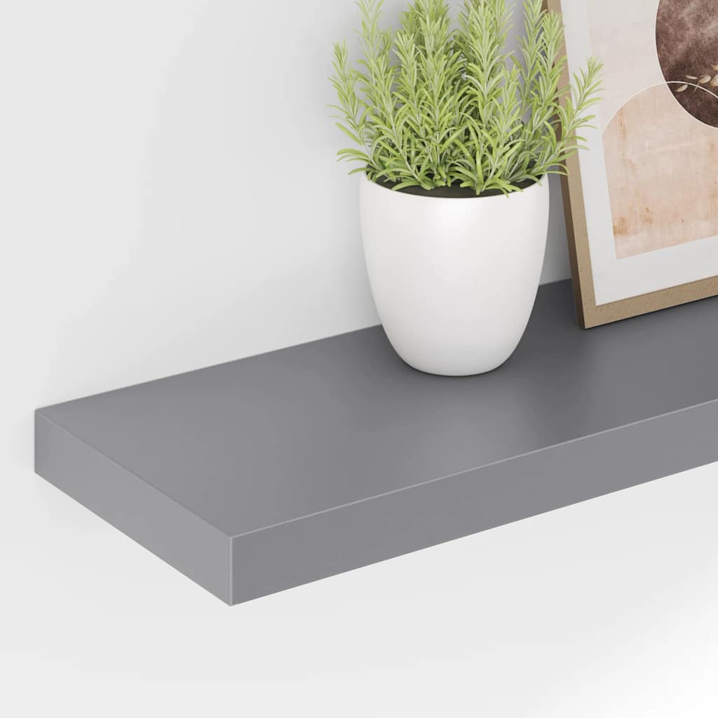 Prateleiras parede suspensas 2 pcs 80x23,5x3,8cm MDF cinzento
