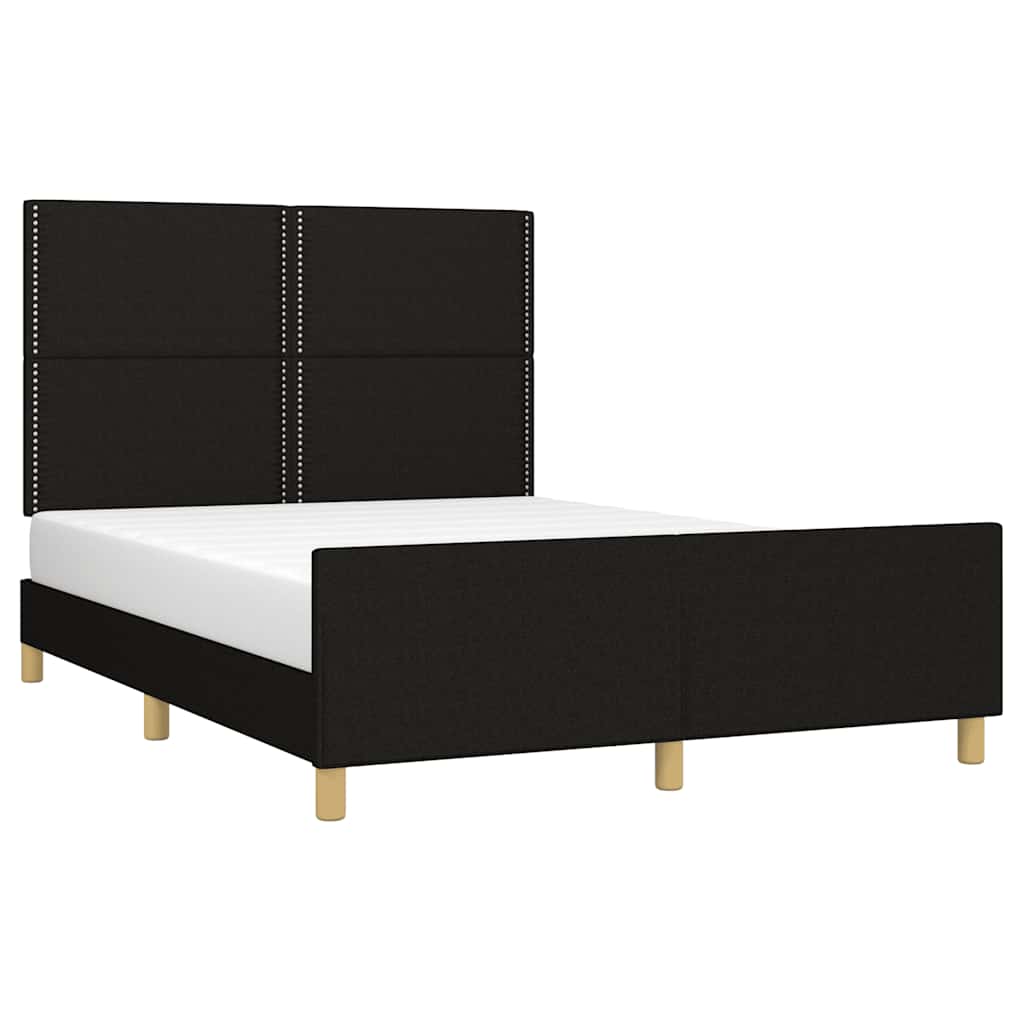 Estrutura de cama sem colchão 140x200 cm tecido preto