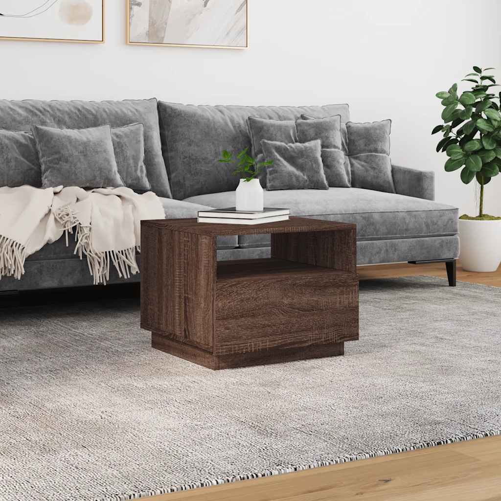 Mesa de centro com luzes LED 50x49x40 cm carvalho castanho
