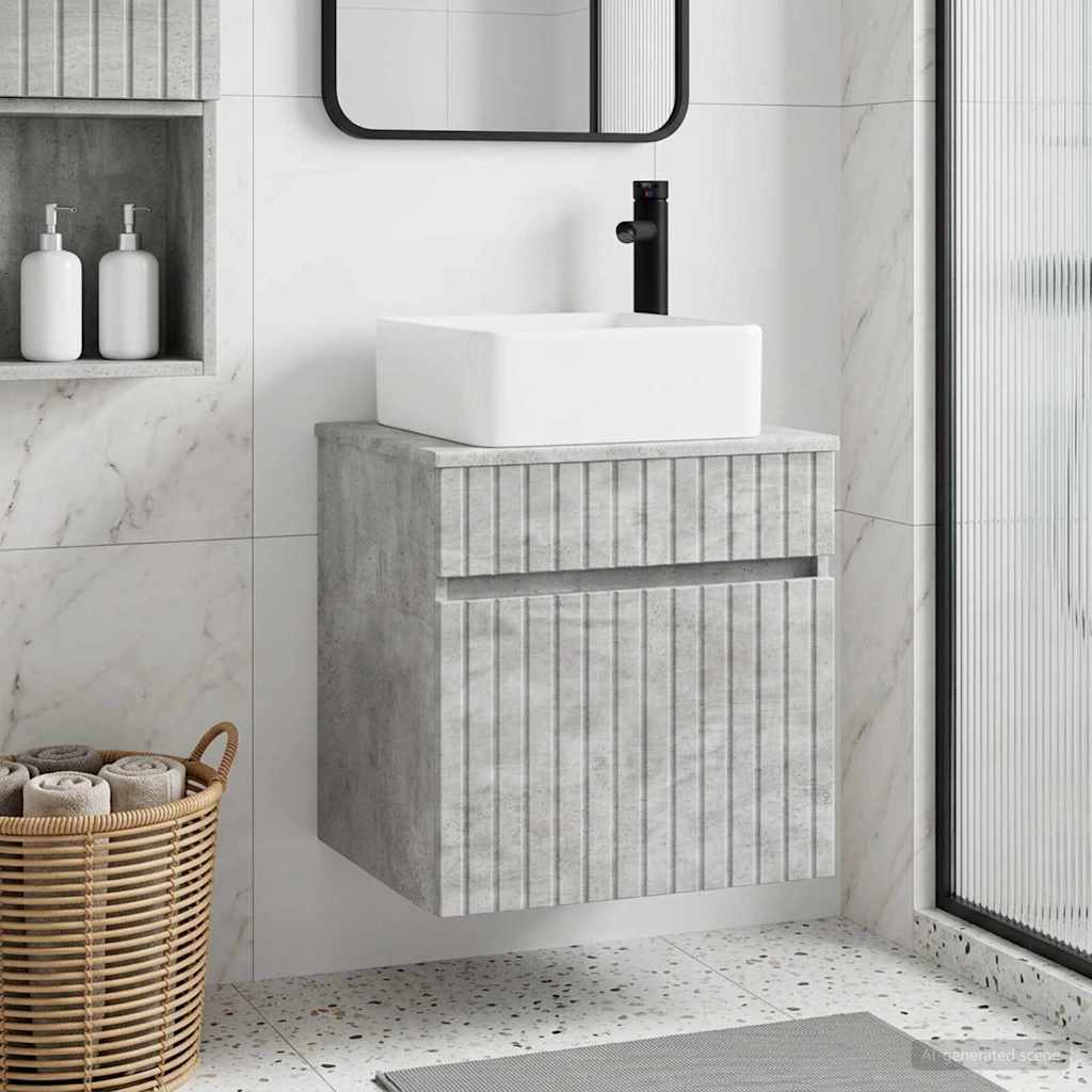 Vanidade de pia de parede cinzento cimento 49 x 41 x 63 cm