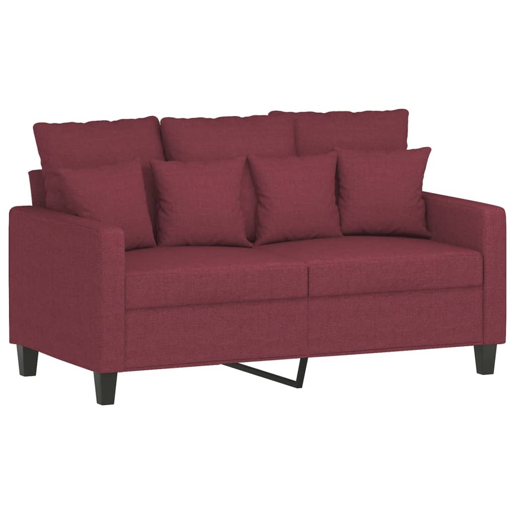 3 Pcs conjunto de sofás com almofadões tecido vermelho tinto