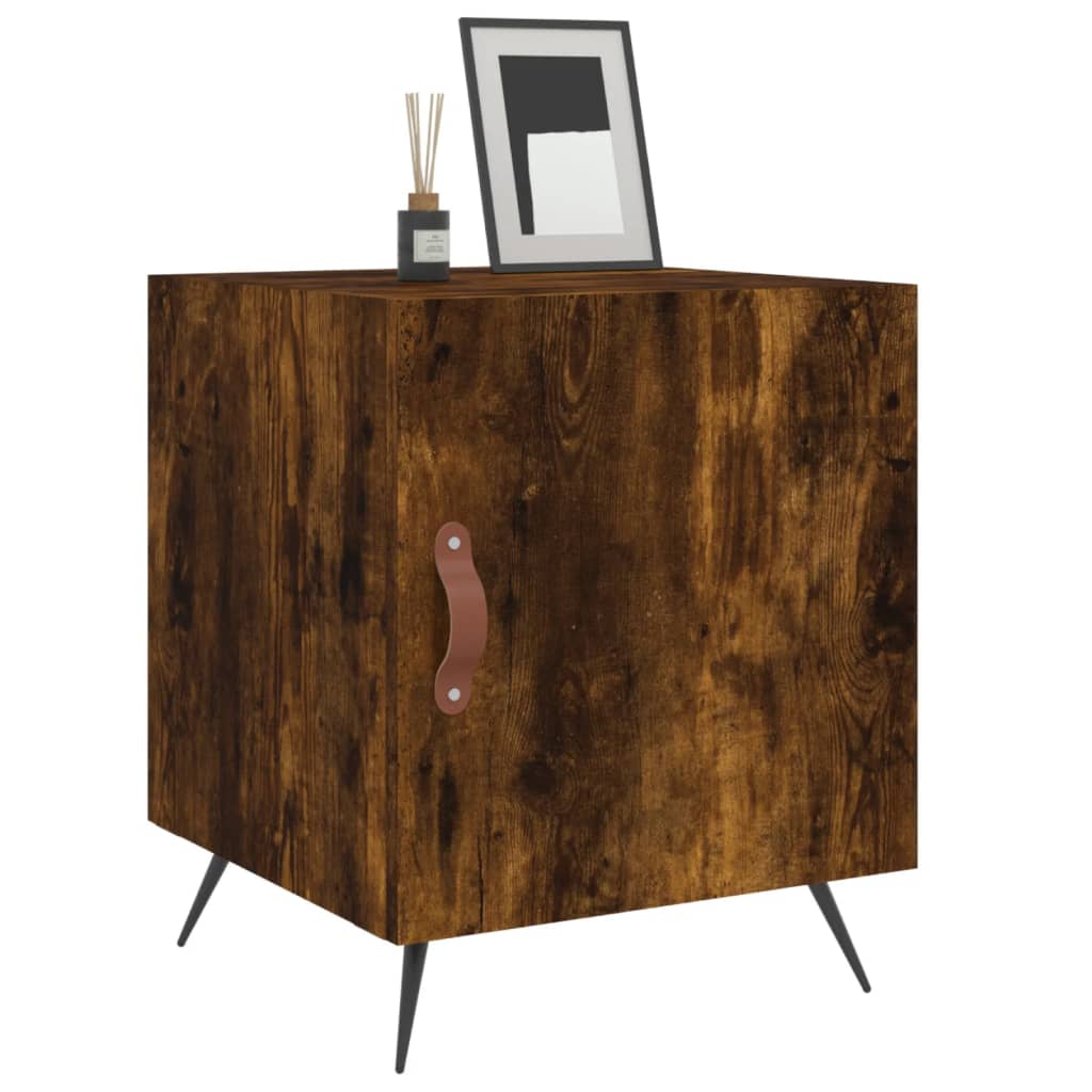 Mesa cabeceira 2pcs 40x40x50cm derivado madeira carvalho fumado