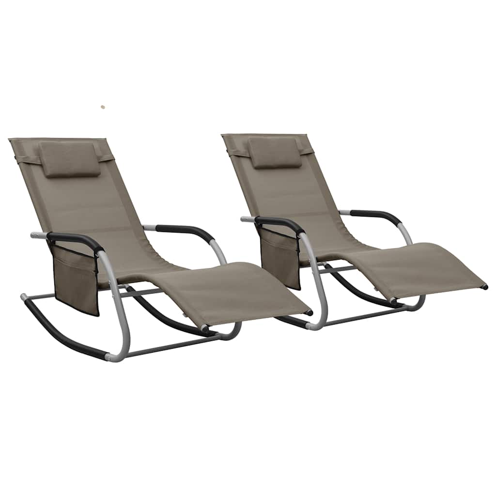 Espreguiçadeiras 2pcs textilene cinzento-acastanhado e cinzento