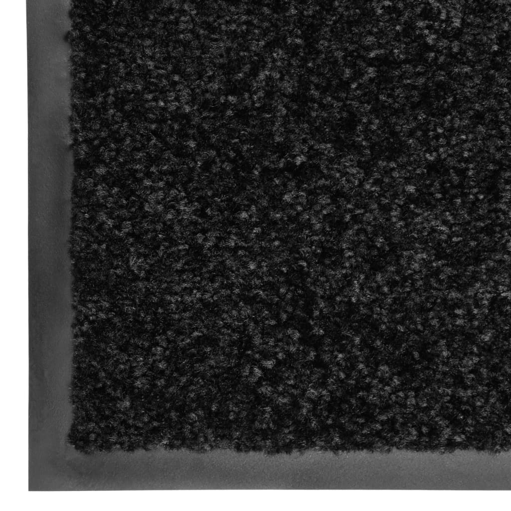Tapete de porta lavável 90x120 cm preto