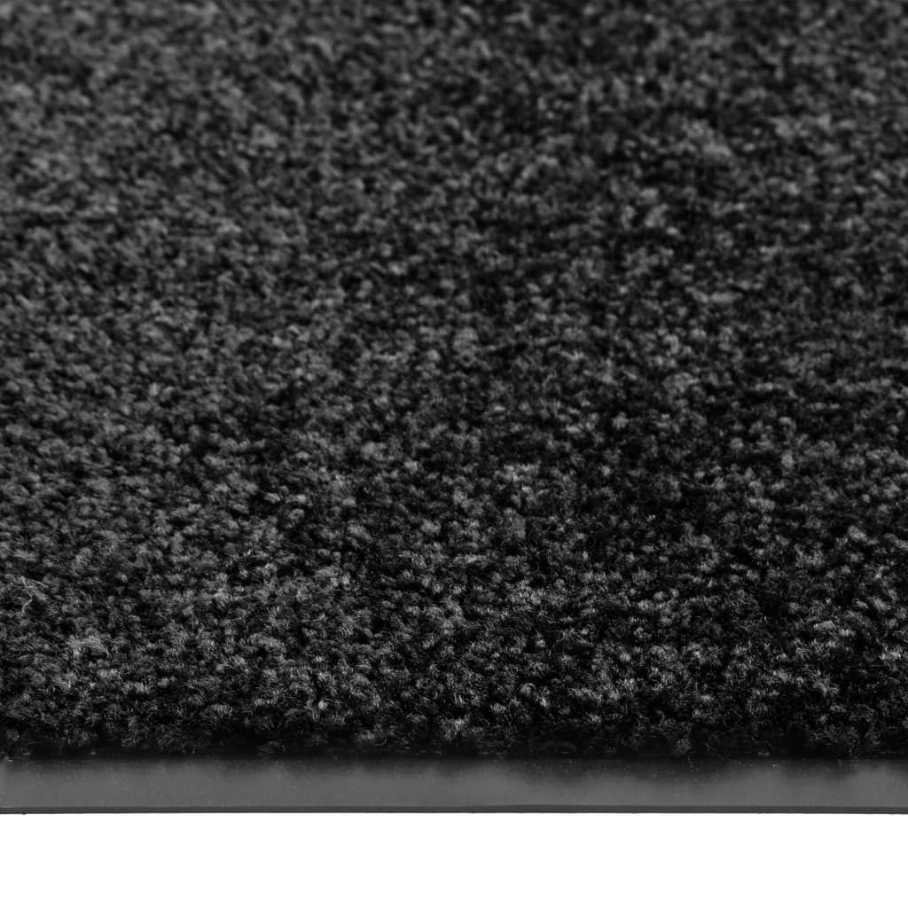 Tapete de porta lavável 90x120 cm preto