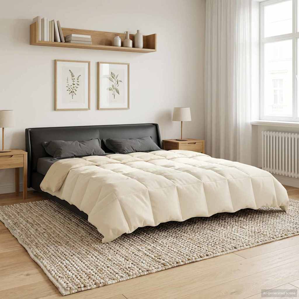 Duvet de ano inteiro colchonete creme 220 x 240 cm microfibra