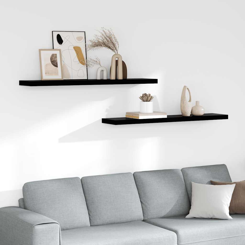 Prateleiras de parede suspensas 2 pcs 120x23,5x3,8cm MDF preto