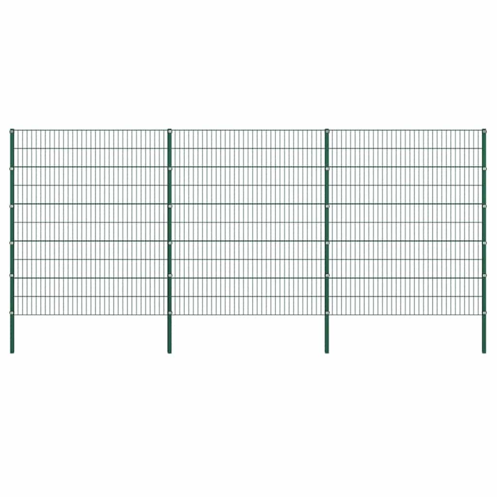 Painel de vedação com postes de ferro 522x200 cm verde
