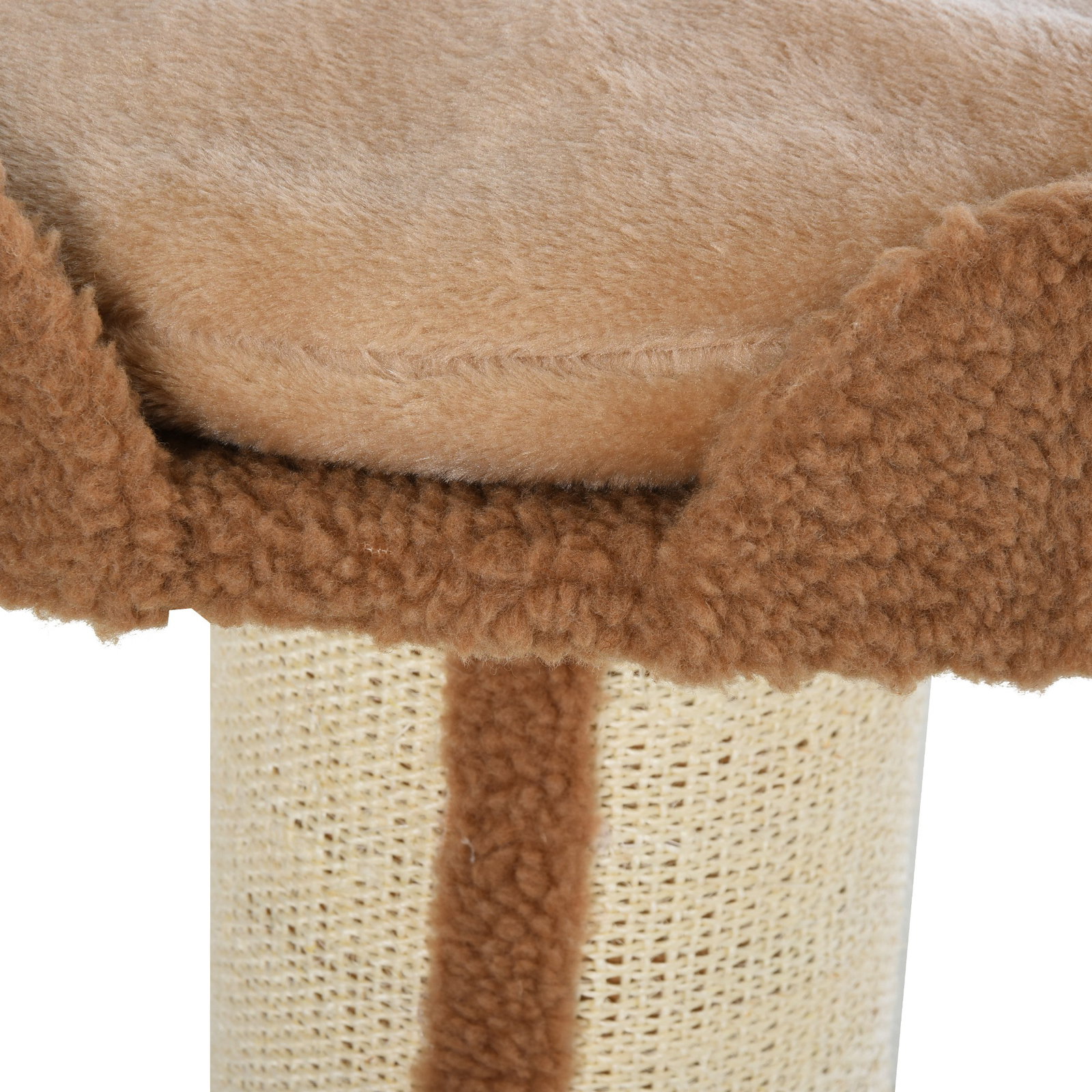 Arranhador para gatos altura 91 cm de 3 níveis com ninho plataforma e poste de sisal 45x45x91 cm marrom claro