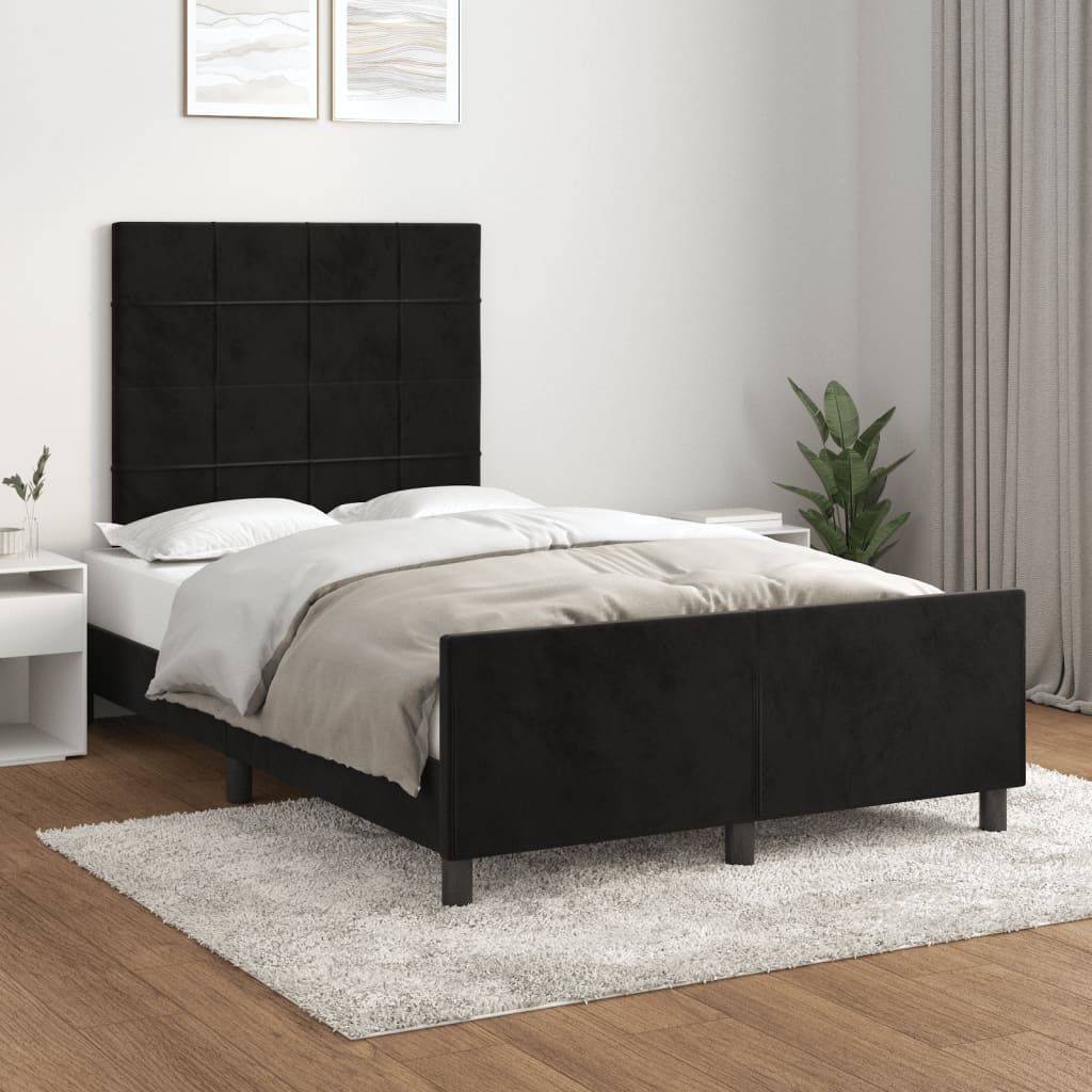 Estrutura de cama sem colchão 120x190 cm veludo preto
